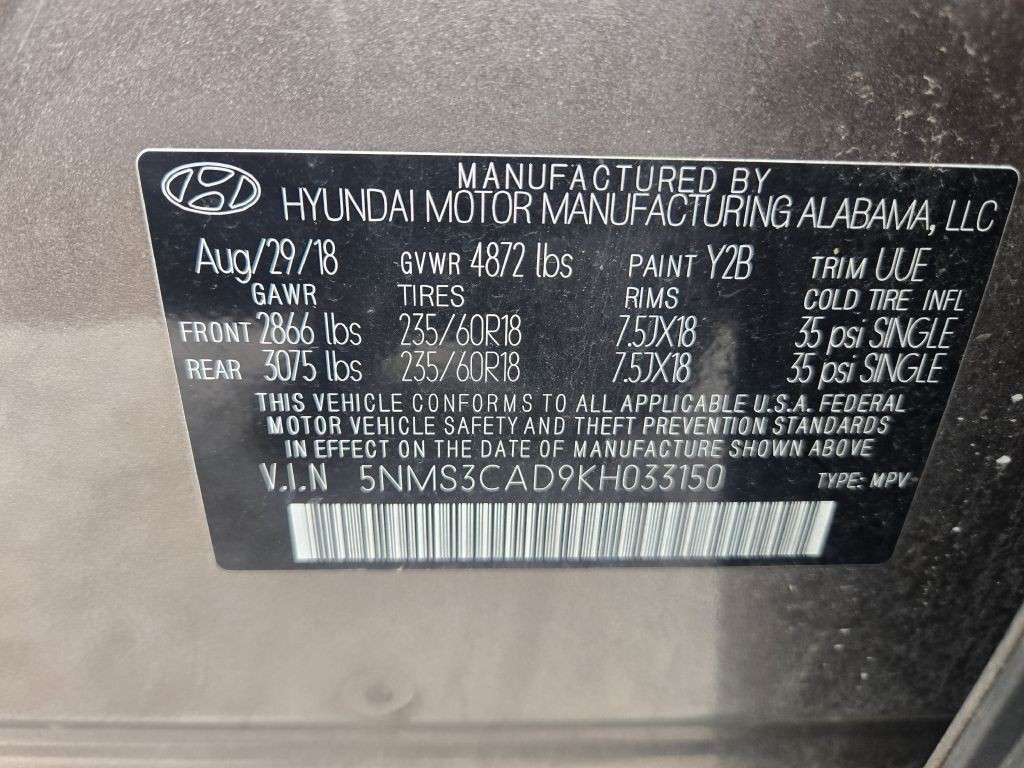 2019 Hyundai Santa Fe Image 31