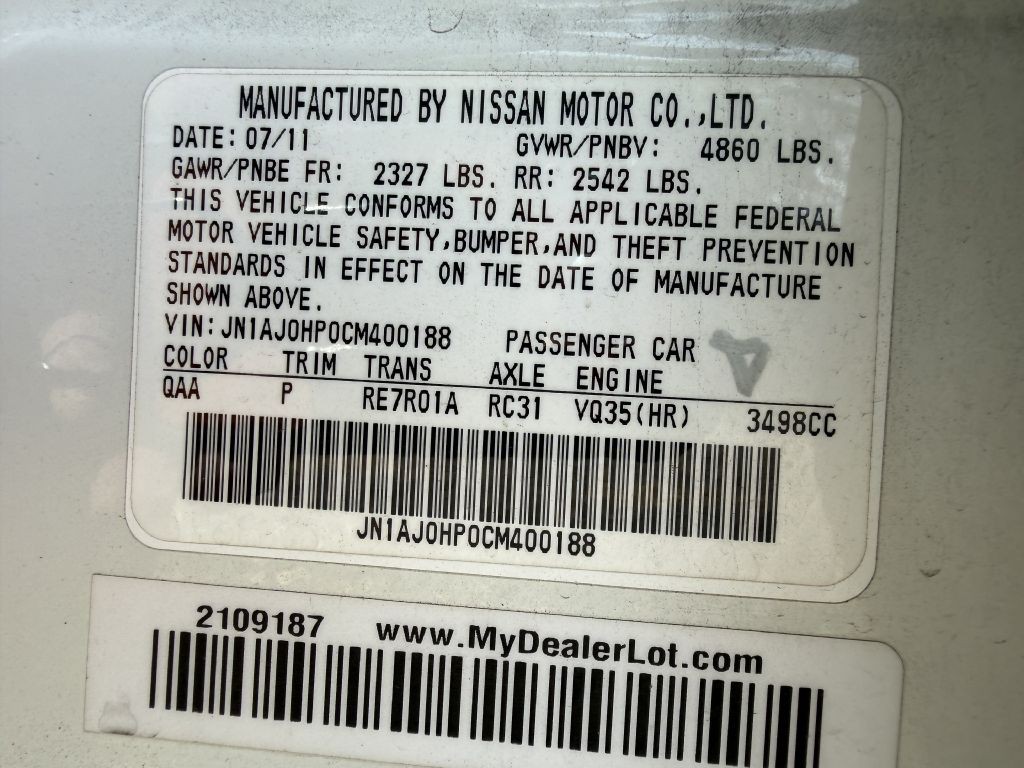 2012 INFINITI EX35 Image 25