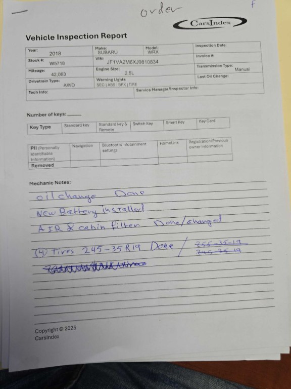 2018 Subaru WRX Image 1