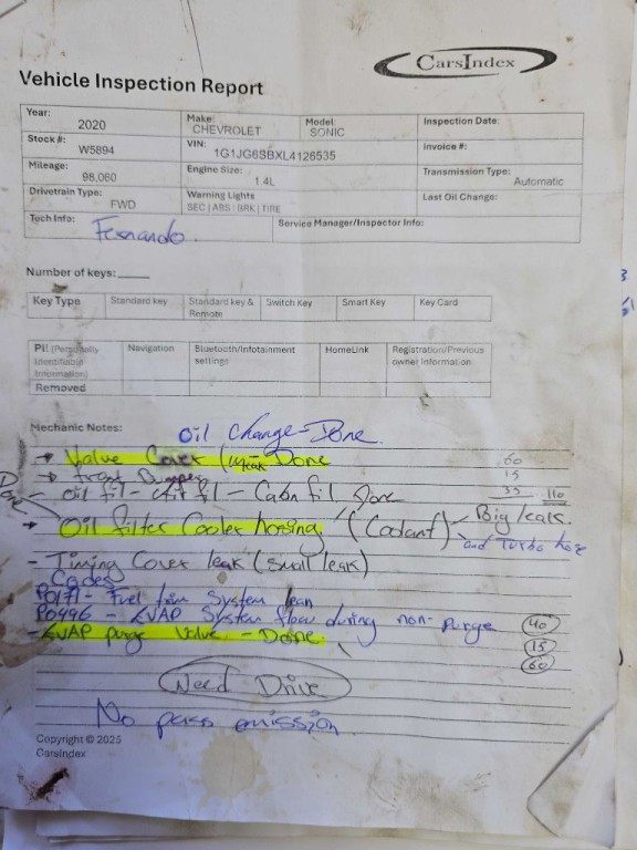 2020 Chevrolet Sonic Image 1