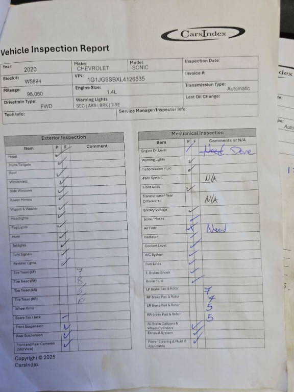 2020 Chevrolet Sonic Image 2