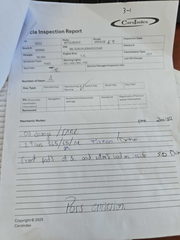 2022 Mitsubishi Mirage ES