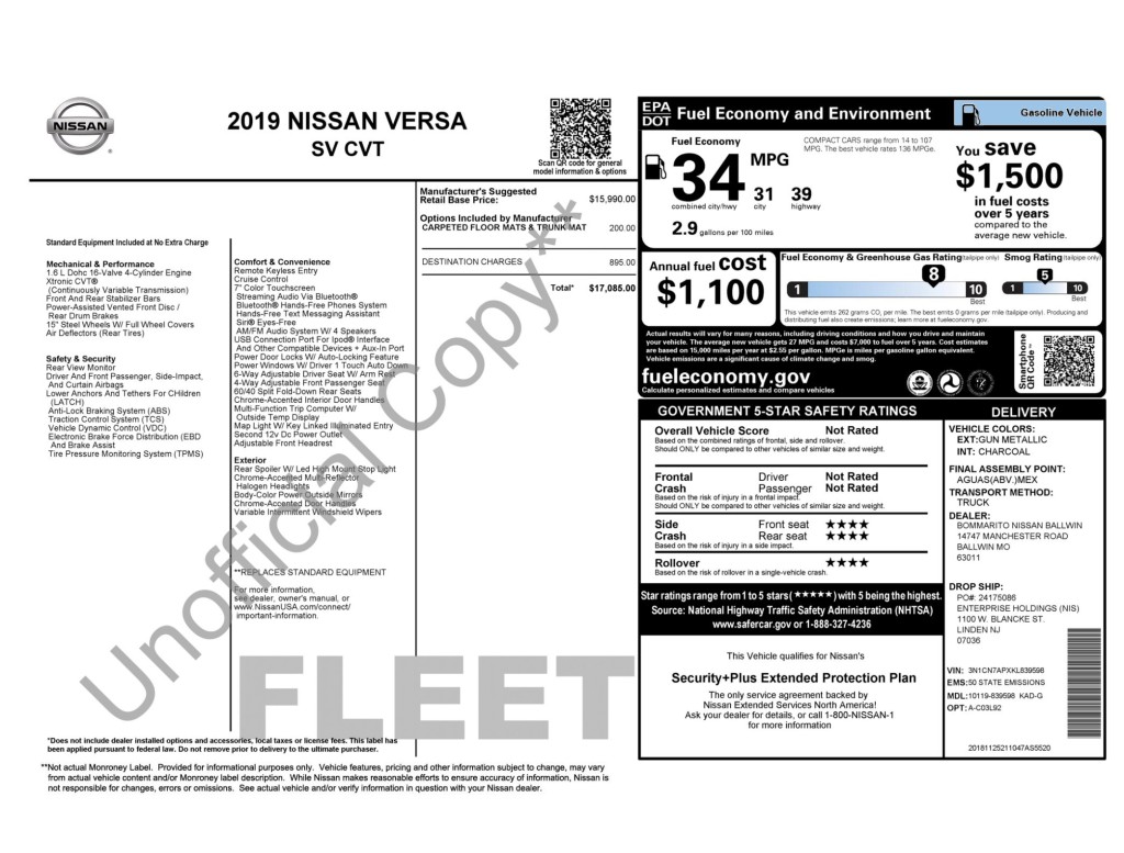 2019 Nissan Versa Image 10
