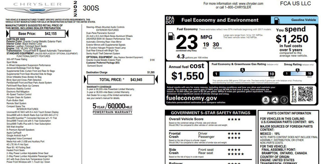 2022 Chrysler 300 Image 3