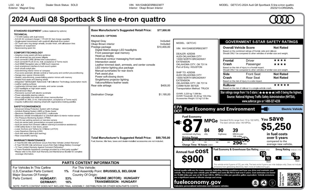 2024 Audi Q8 e-tron Sportback Image 12