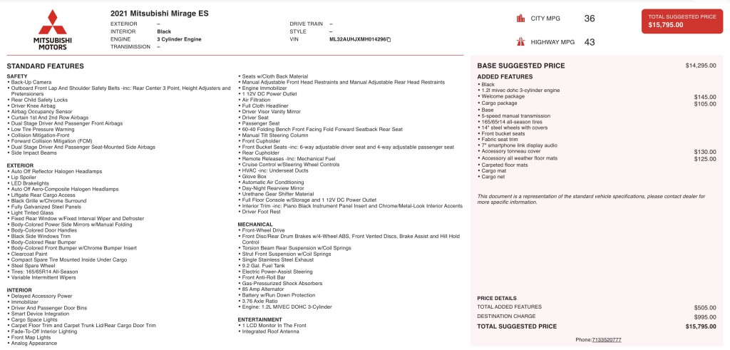 2021 Mitsubishi Mirage Image 11