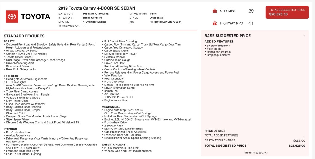 2019 Toyota Camry Image 7