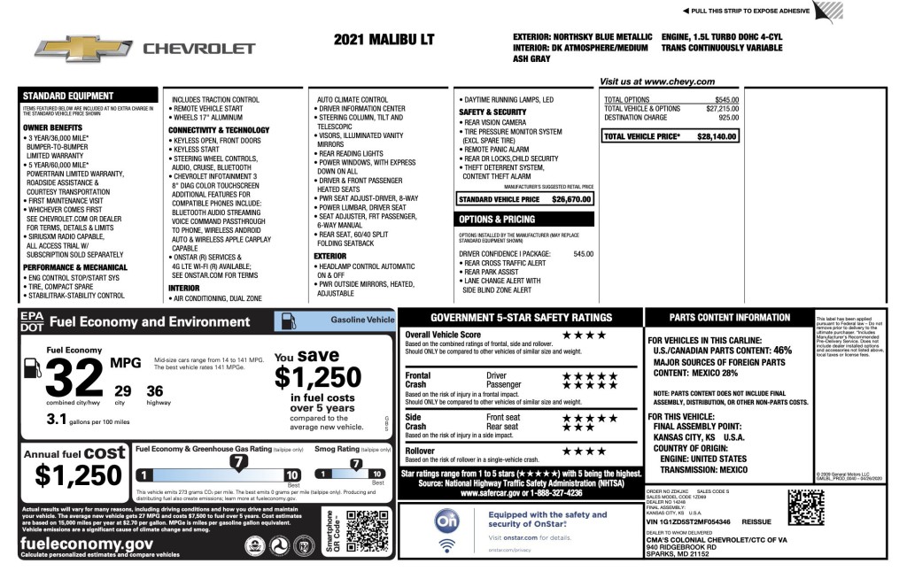 2021 Chevrolet Malibu Image 11