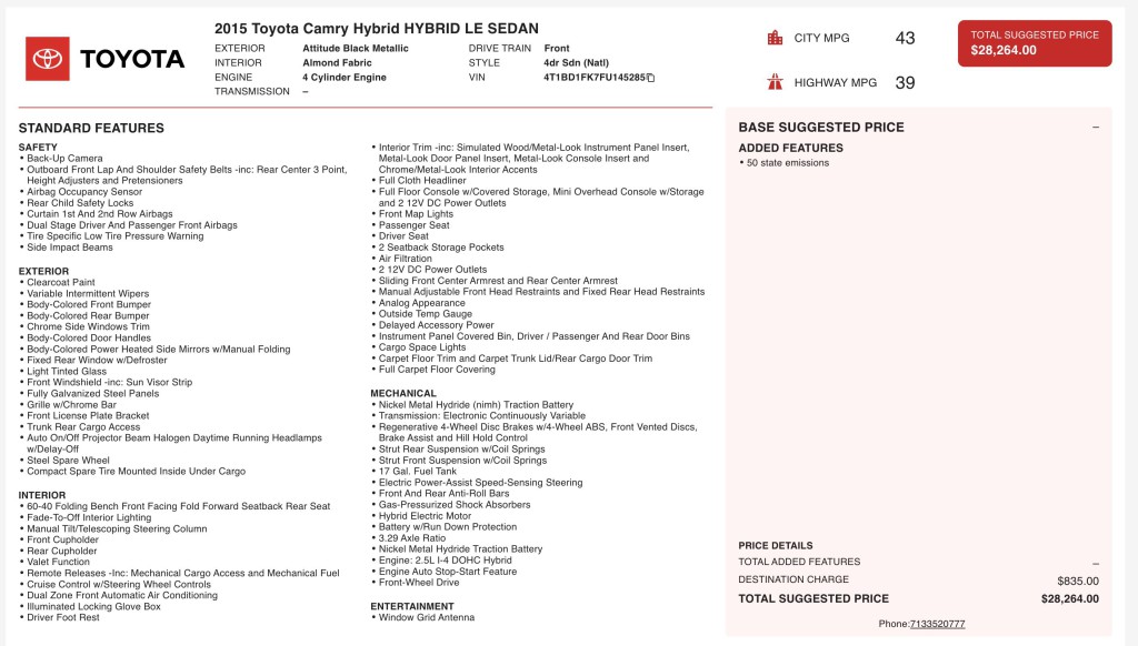 2015 Toyota Camry Image 7