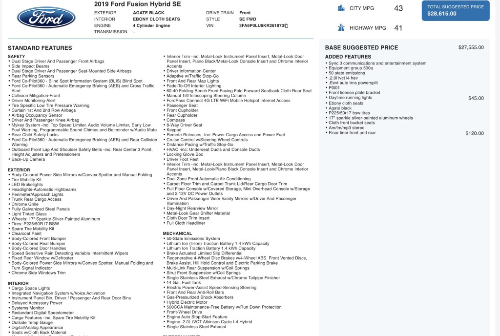2019 Ford Fusion Image 11