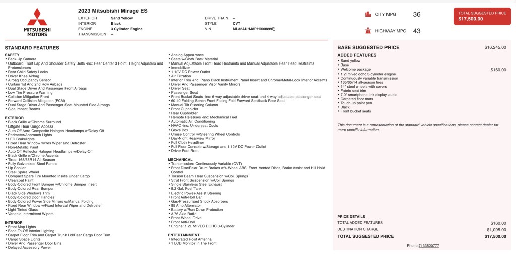 2023 Mitsubishi Mirage Image 11