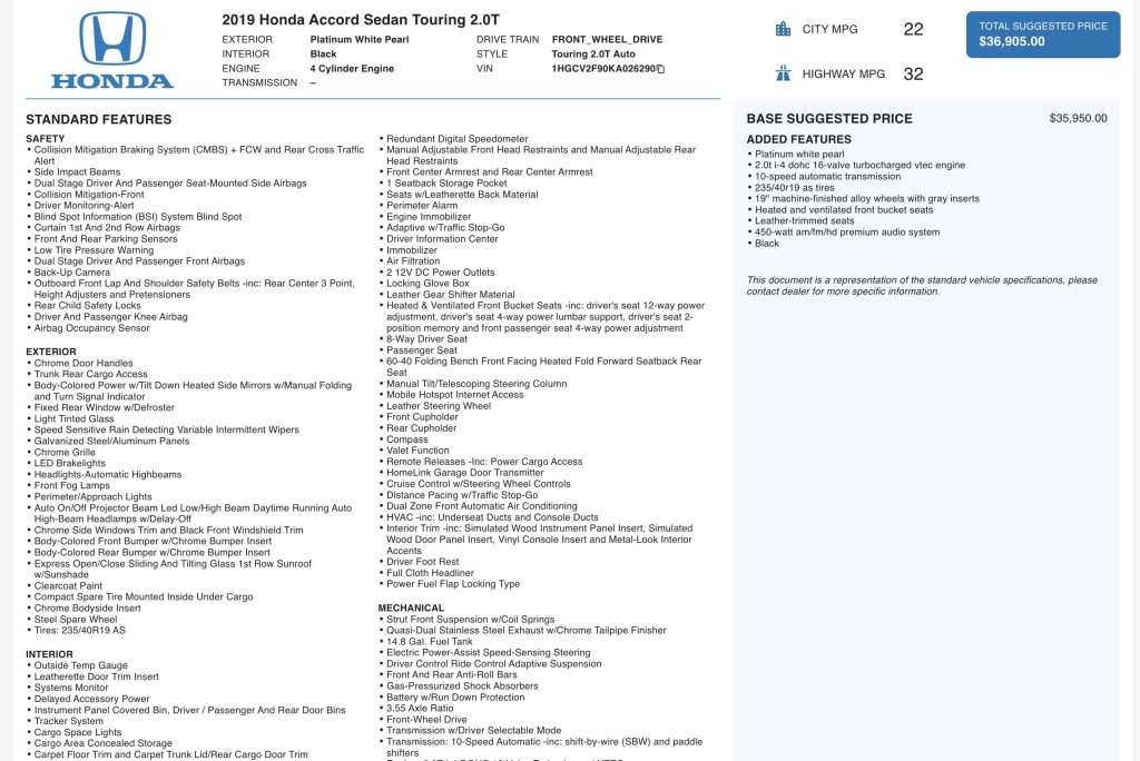 2019 Honda Accord Image 11