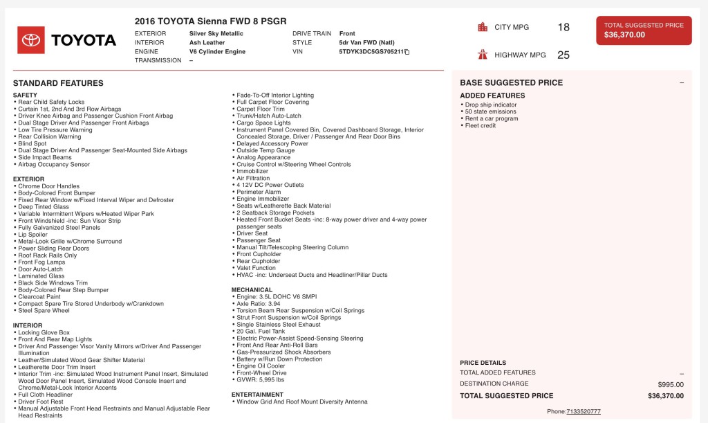 2016 Toyota Sienna Image 7