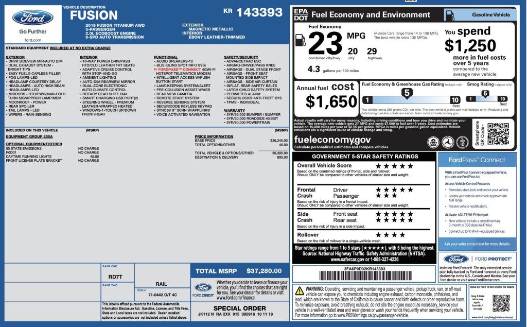 2019 Ford Fusion Image 11