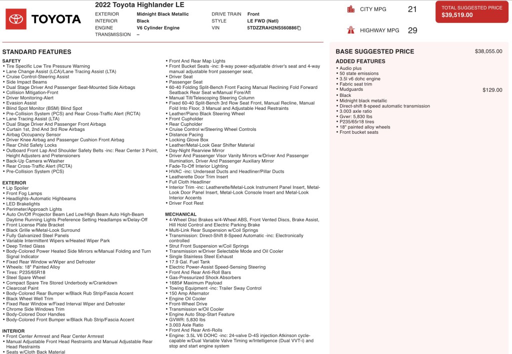 2022 Toyota Highlander Image 12