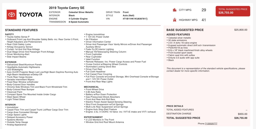 2019 Toyota Camry Image 7