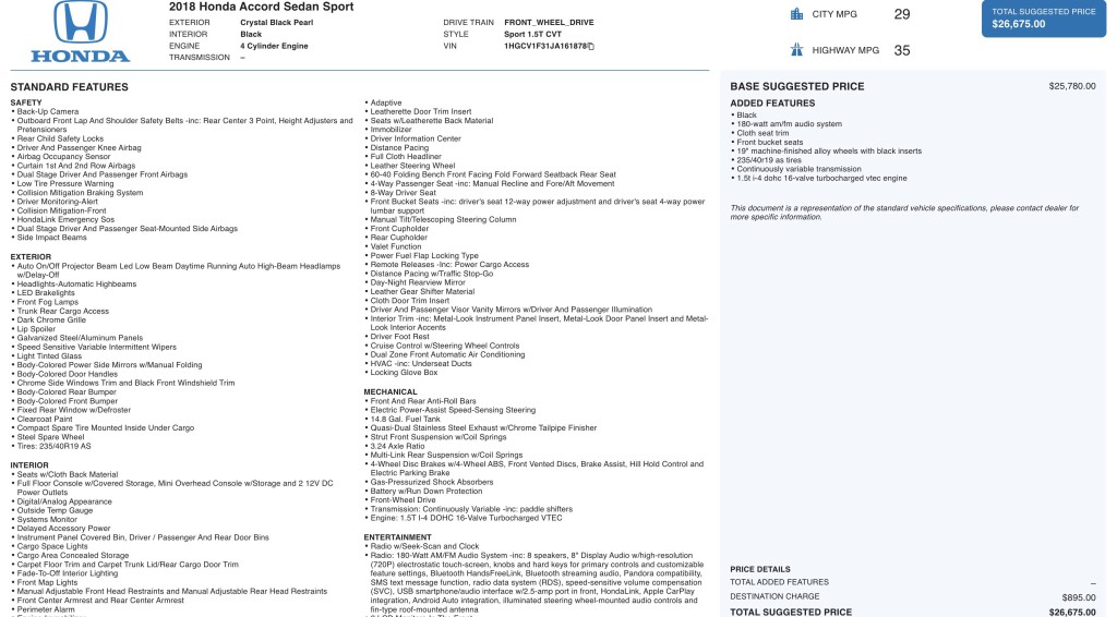 2018 Honda Accord Image 11