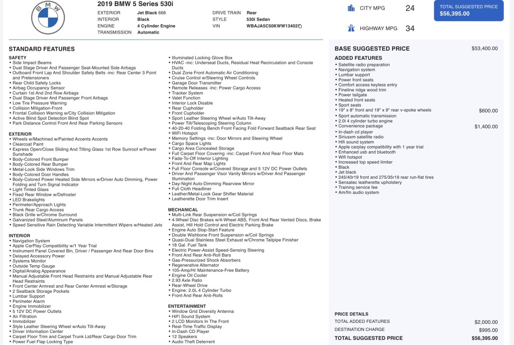 2019 BMW 5 Series Image 7