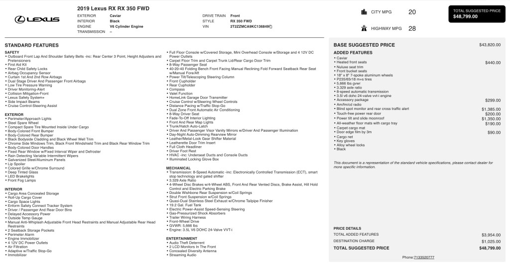 2019 Lexus RX Image 3