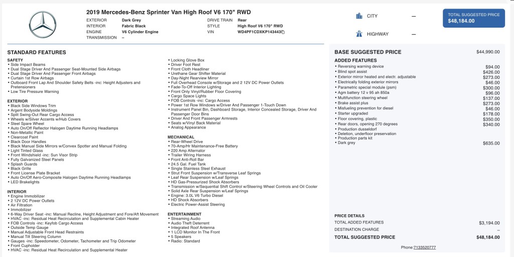 2019 Mercedes-Benz Sprinter Cargo Image 3