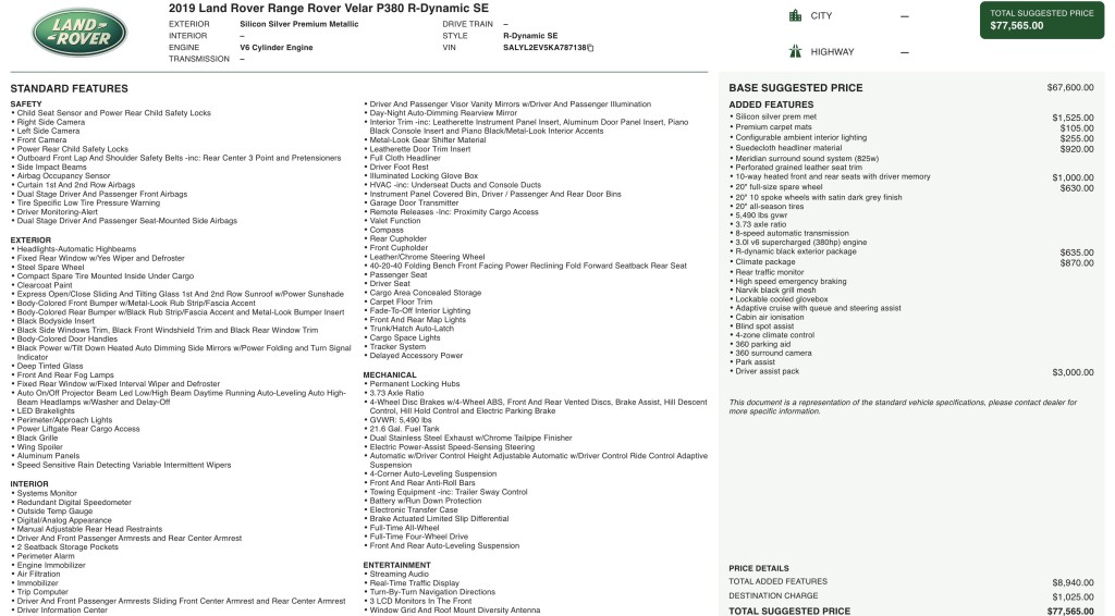 2019 Land Rover Range Rover Image 3