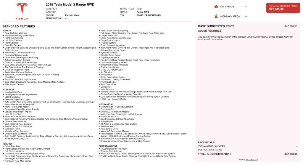 2019 Tesla Model 3 Image 11