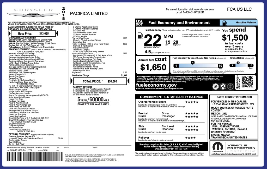 2018 Chrysler Pacifica Image 3