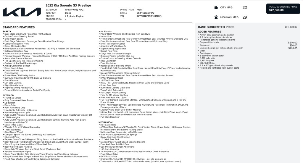 2022 Kia Sorento Image 1