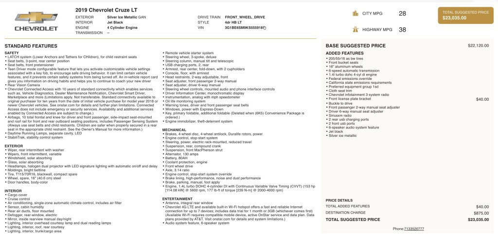 2019 Chevrolet Cruze Image 6