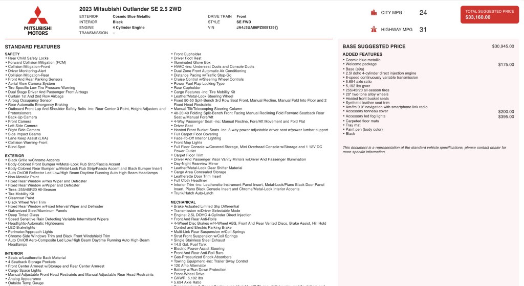 2023 Mitsubishi Outlander Image 6