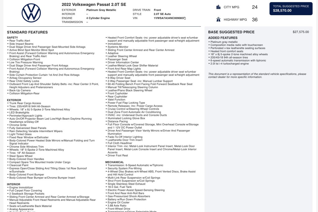 2022 Volkswagen Passat Image 6