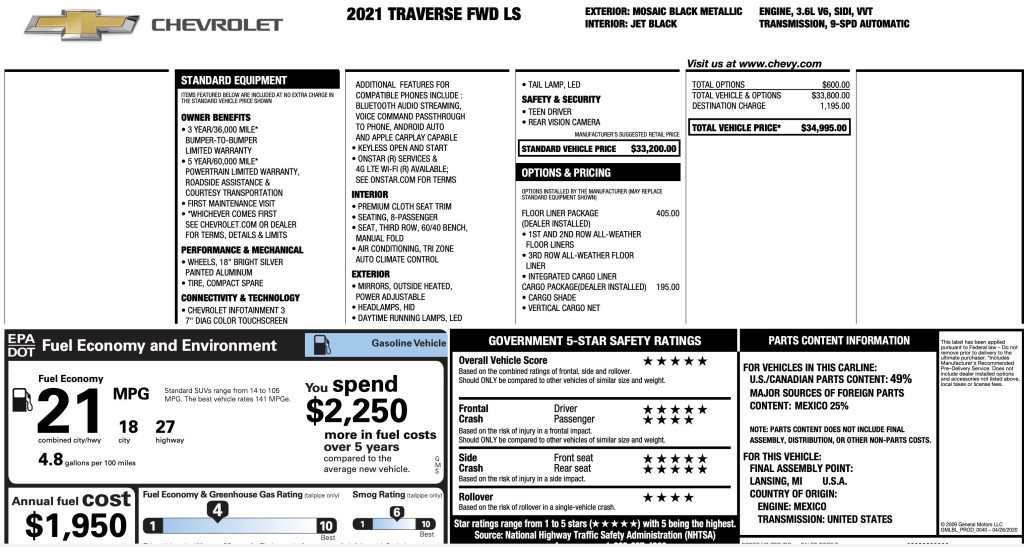 2021 Chevrolet Traverse Image 3