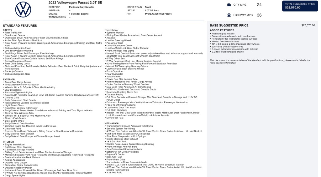 2022 Volkswagen Passat Image 6