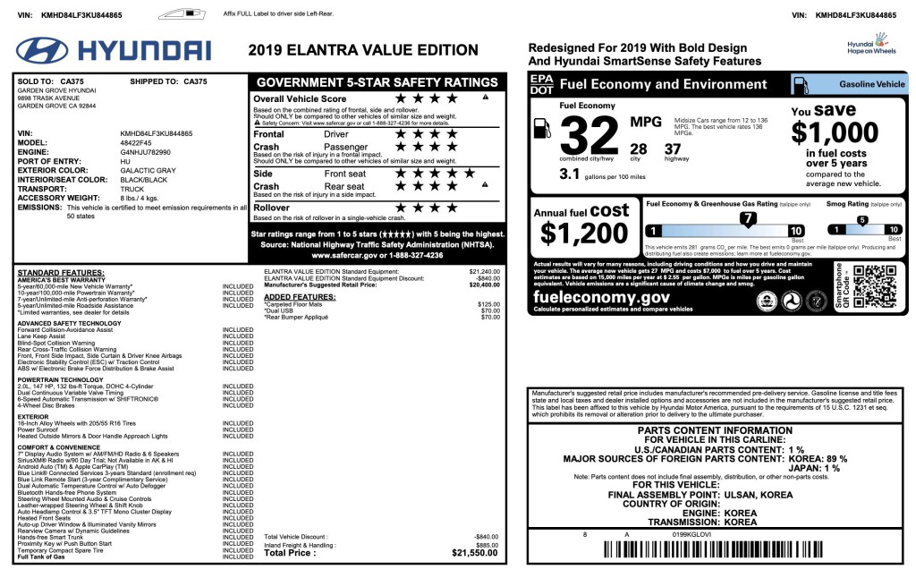 2019 Hyundai Elantra Image 3