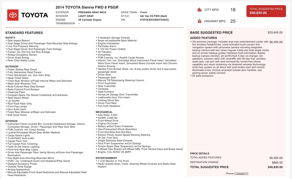2014 Toyota Sienna Image 3