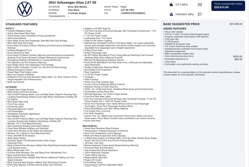 2024 Volkswagen Atlas Image 3
