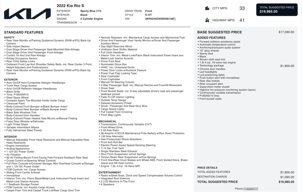 2022 Kia Rio Image 6