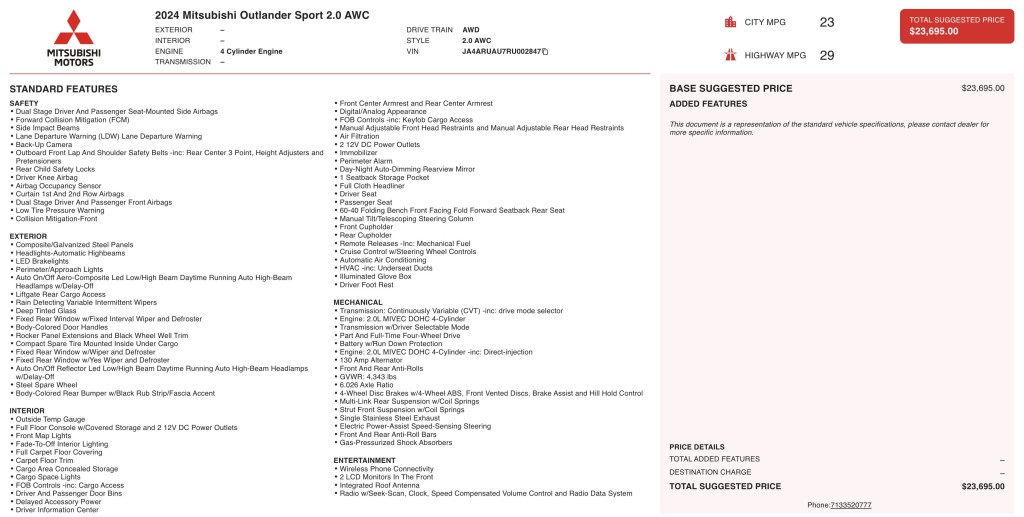 2024 Mitsubishi Outlander Image 6