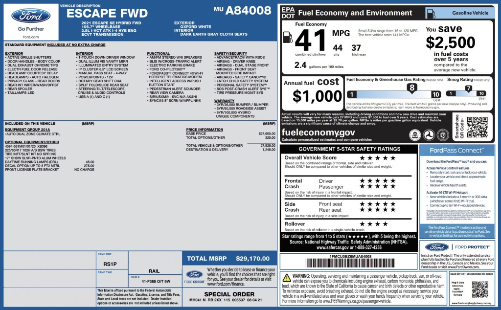 2021 Ford Escape Image 3