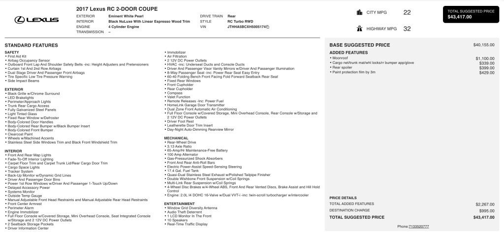 2017 Lexus RC Image 6