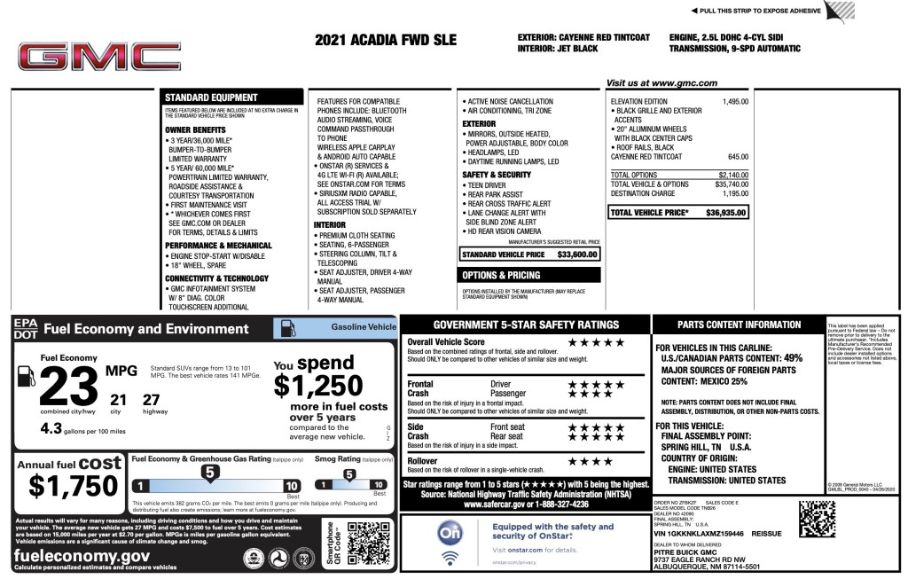 2021 GMC Acadia Image 6