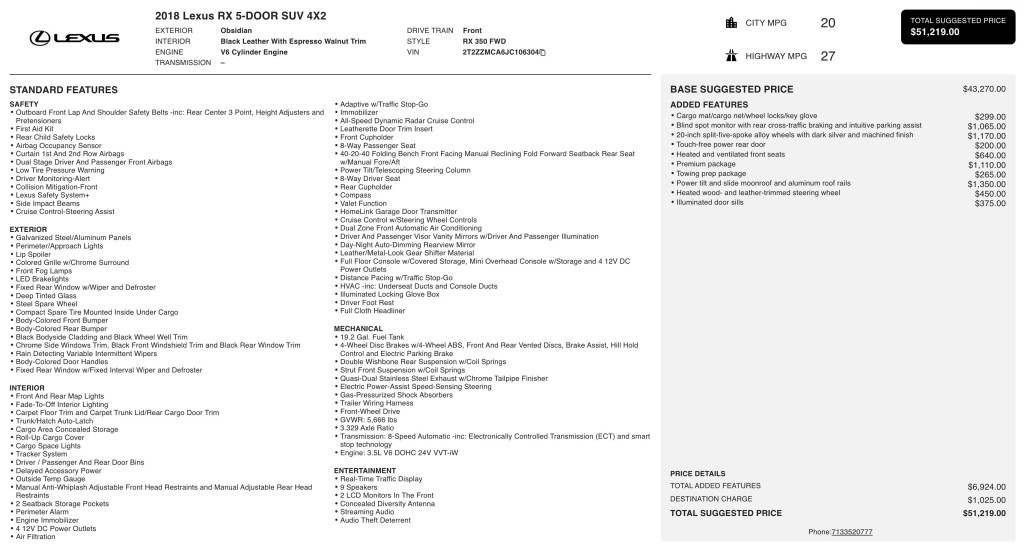 2018 Lexus RX Image 7