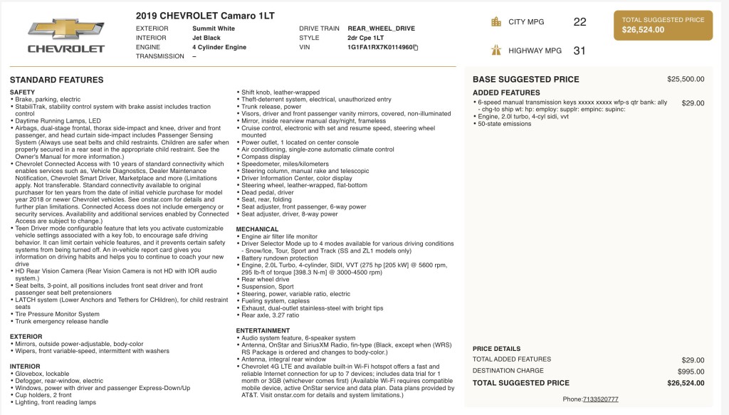 2019 Chevrolet Camaro Image 6