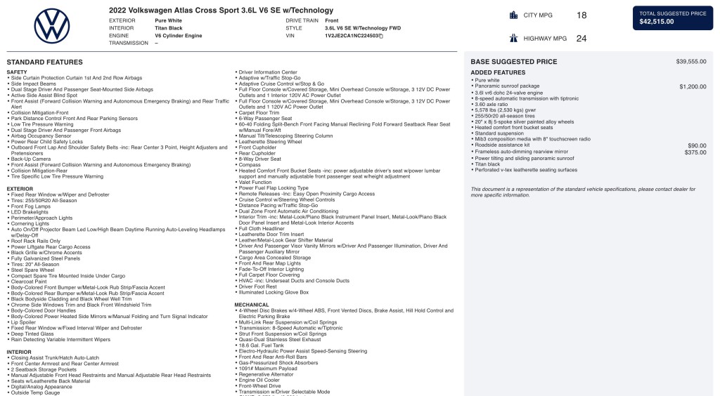 2022 Volkswagen Atlas Cross Sport Image 6