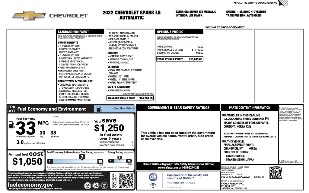 2022 Chevrolet Spark Image 11