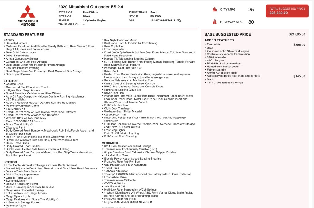 2020 Mitsubishi Outlander Image 11