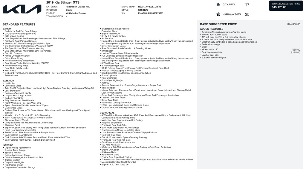 2019 Kia Stinger Image 11