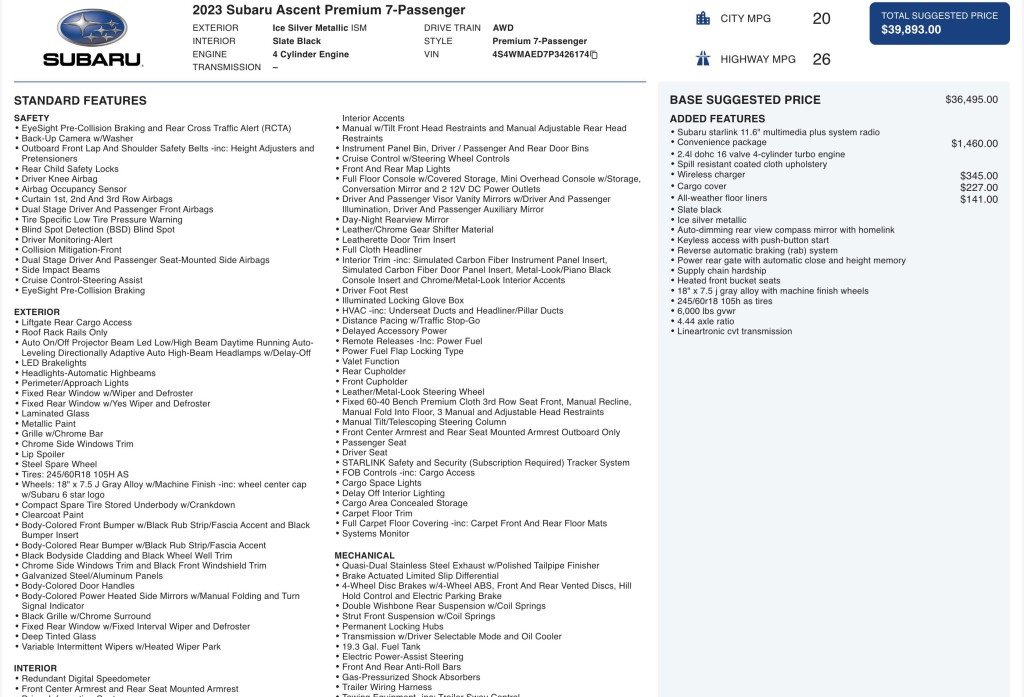 2023 Subaru Ascent Image 11