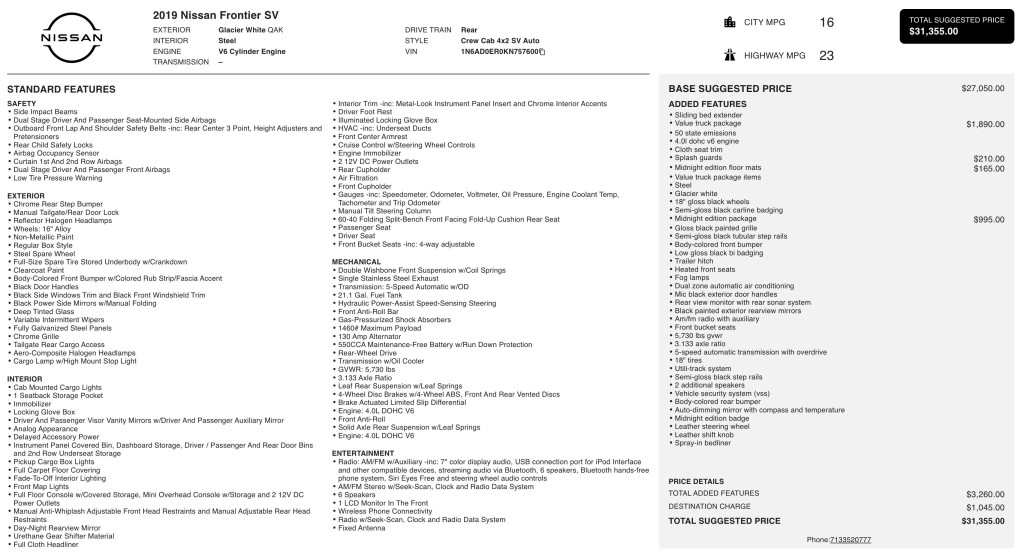 2019 Nissan Frontier Image 11