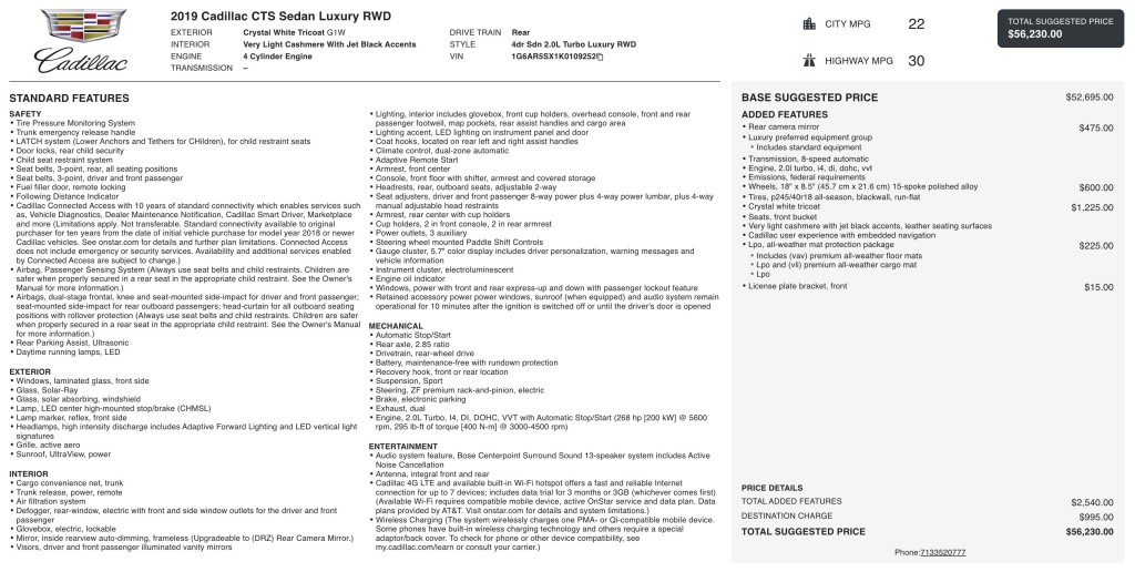 2019 Cadillac CTS Image 3